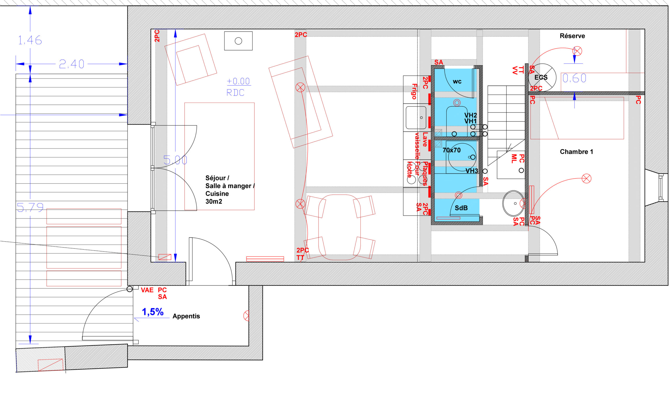 Plan RdC / Louis Beaudon - LB-AU - Haux - 2024