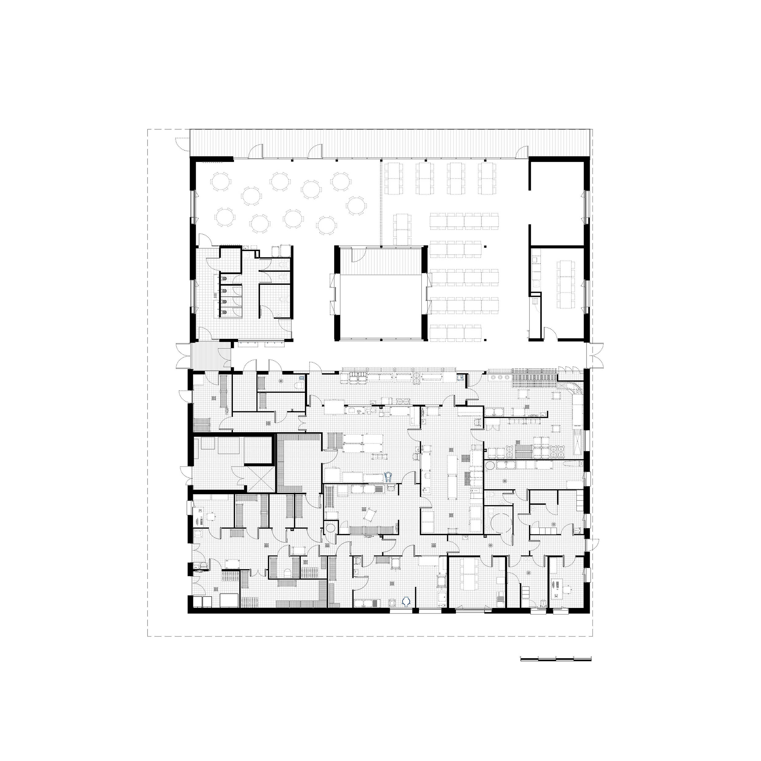 plan, RDC / dauphins architecture - cuisine commune - champcevinel - 2025
