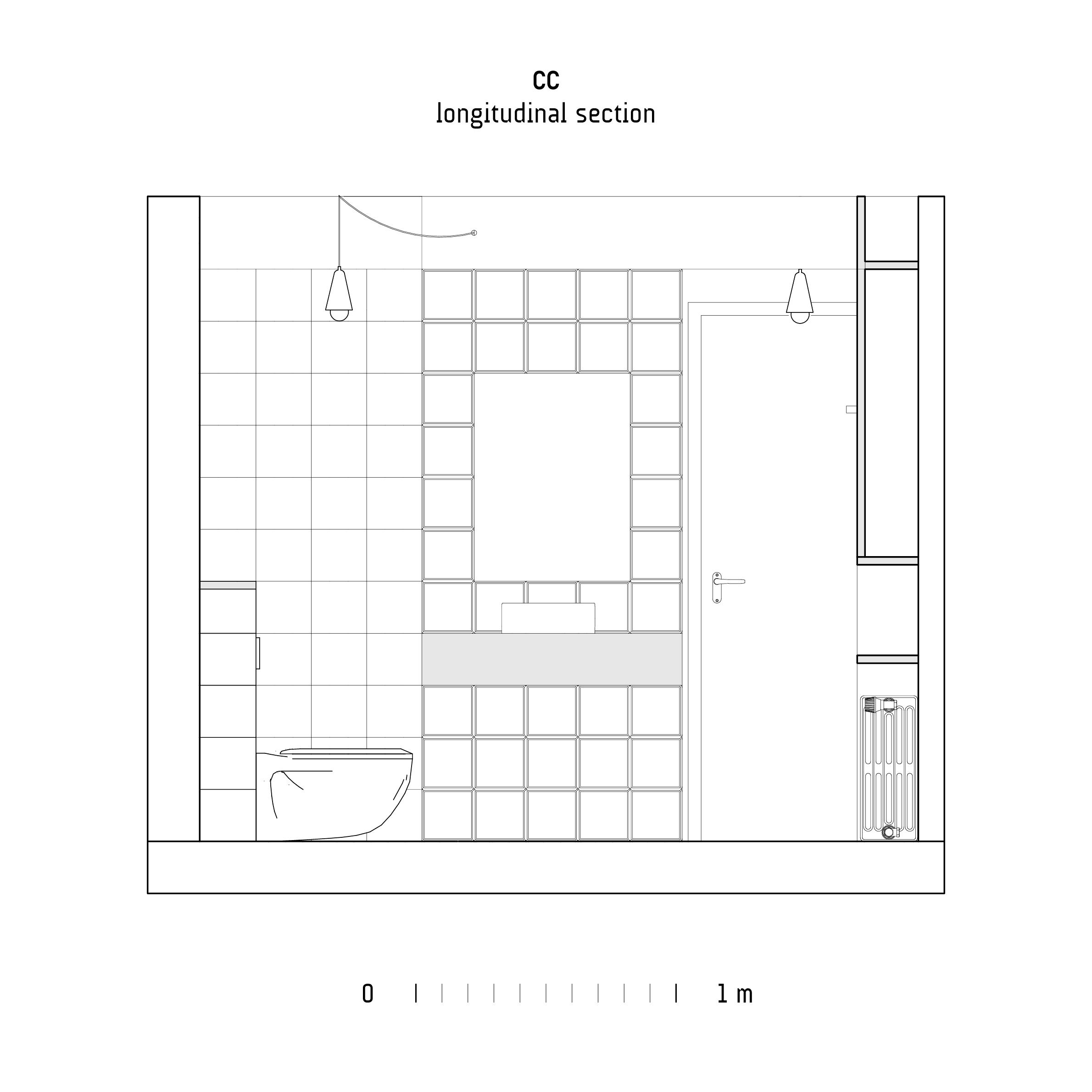 Coupe longitudinale / Martin Gaufryau - SAU012 - Salle de bain, Villenave d’Ornon, 2025