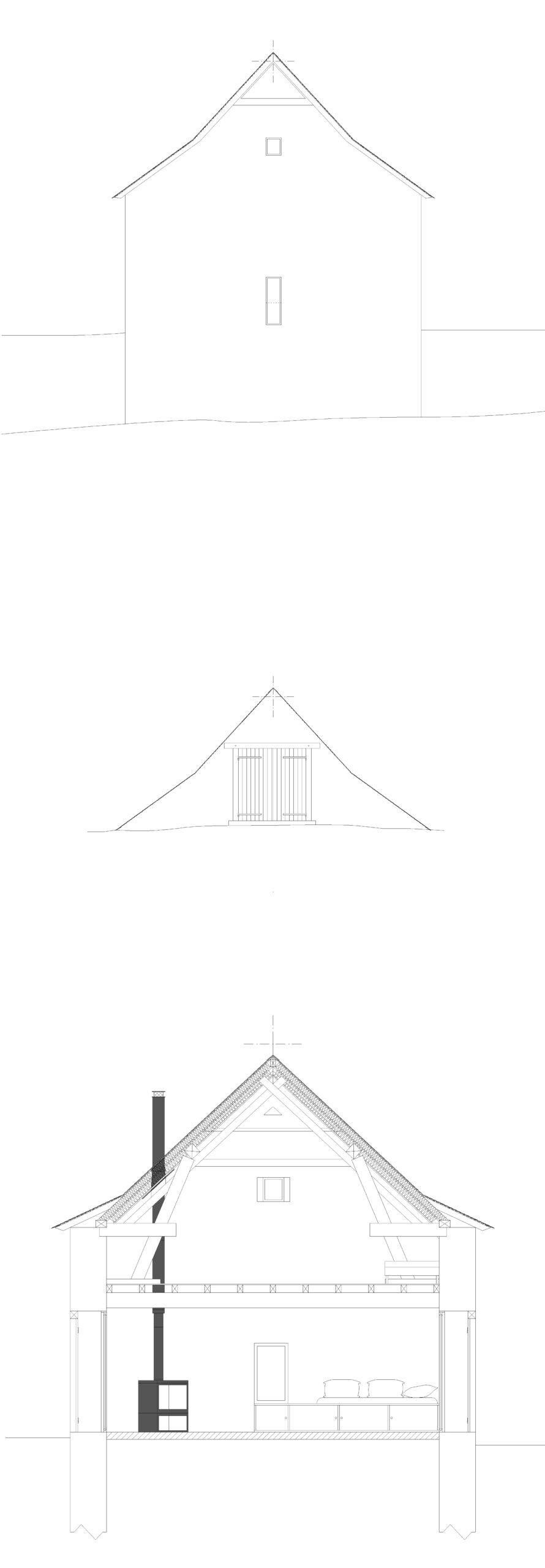 Façades et coupe / Photographe : Nicolas Fontas - Architecte : Emmanuelle Lesgourgues - Nom du projet :Aubise, Borce, 2025