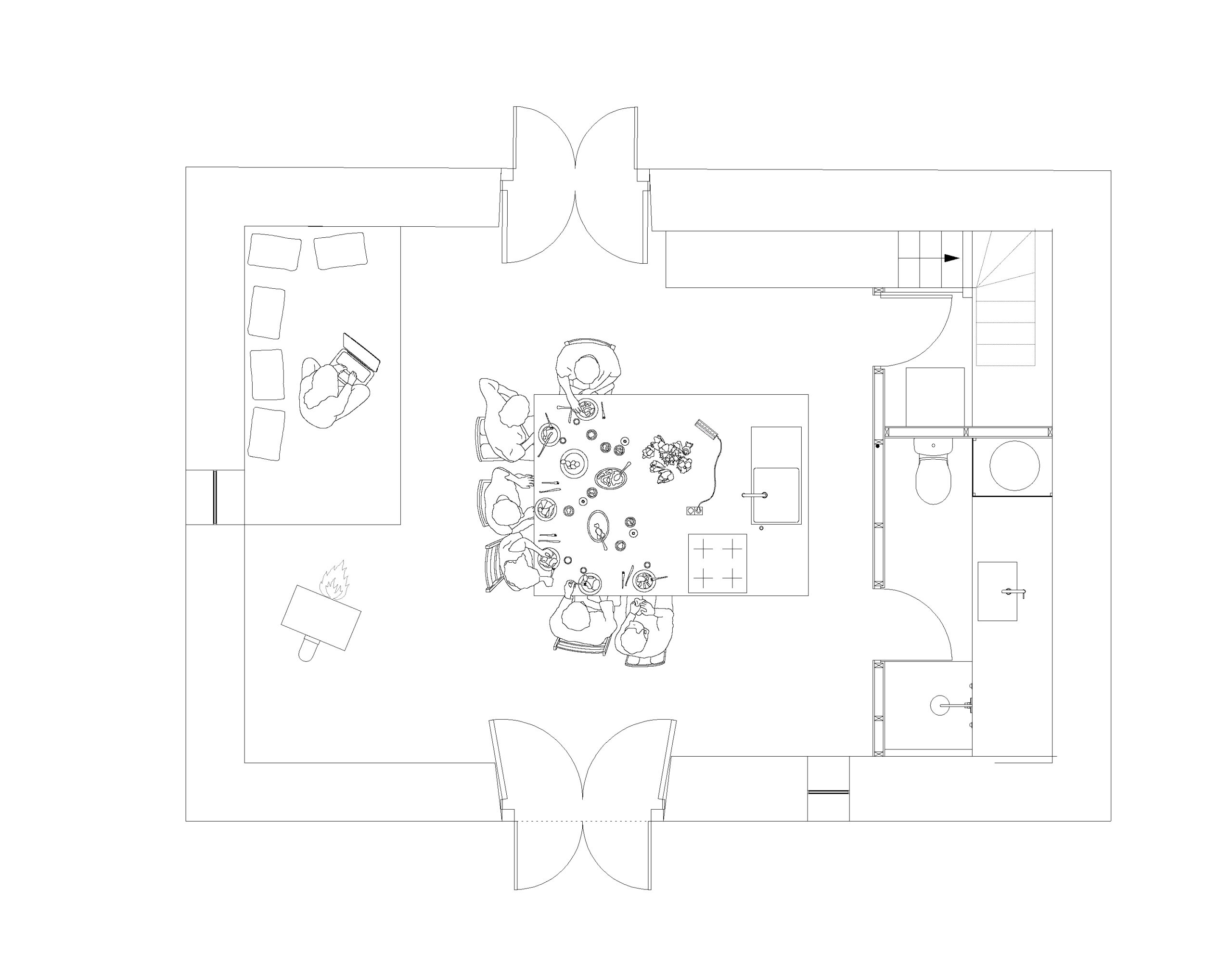 Plan RDC / Photographe : Nicolas Fontas - Architecte : Emmanuelle Lesgourgues - Nom du projet :Aubise, Borce, 2025