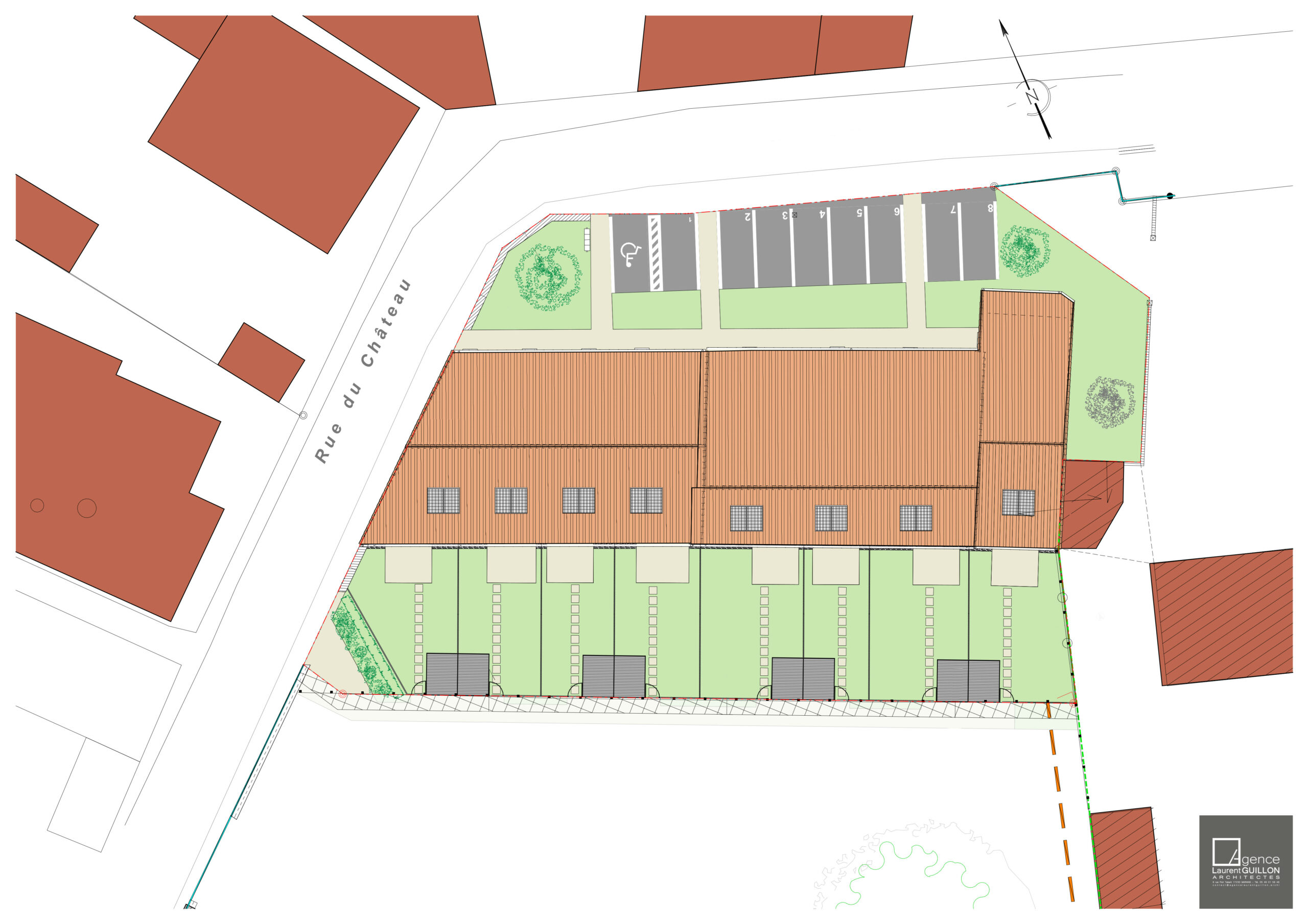 Plan de Masse / Agence Laurent Guillon Architectes - Réhabilitation d'une ancienne ferme en 8 logements, Saint-Georges-de-Rex, 2025