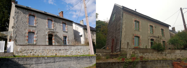 Comparatif état existant/état réalisé / Laurent NAUD - ATELIER CUCULOURDAIS / LAURENTNAUD Architecte - Réhabilitation biodynamique d'une maison creusoise