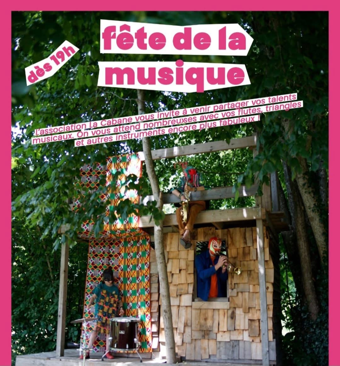 Affiche soirée scène ouverte pour la fête de la musique. / La Cabane
