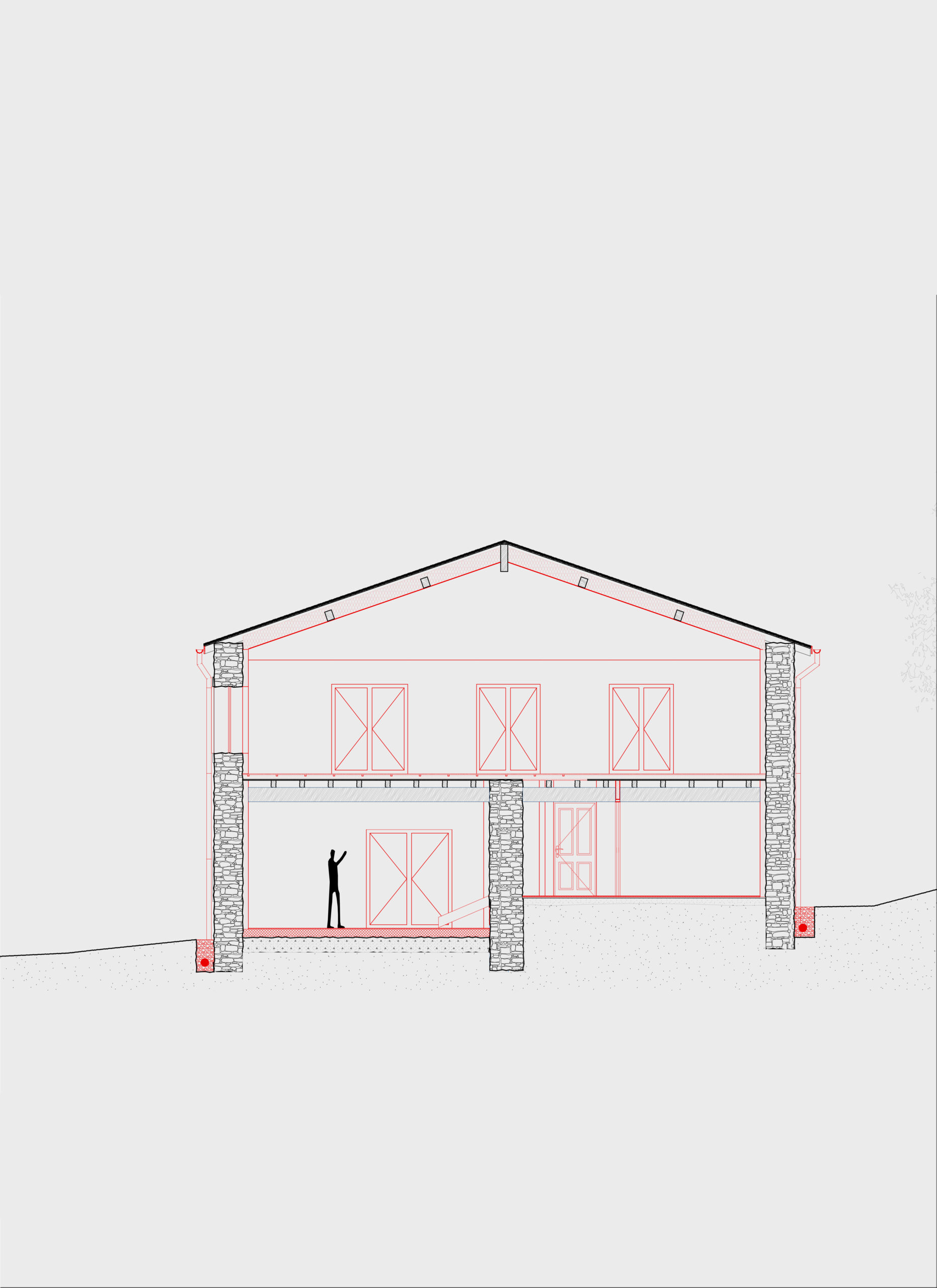 Lantoki - Larrun - Coupe projet / Lantoki Architectes - Larrun - Ascain - 2024
