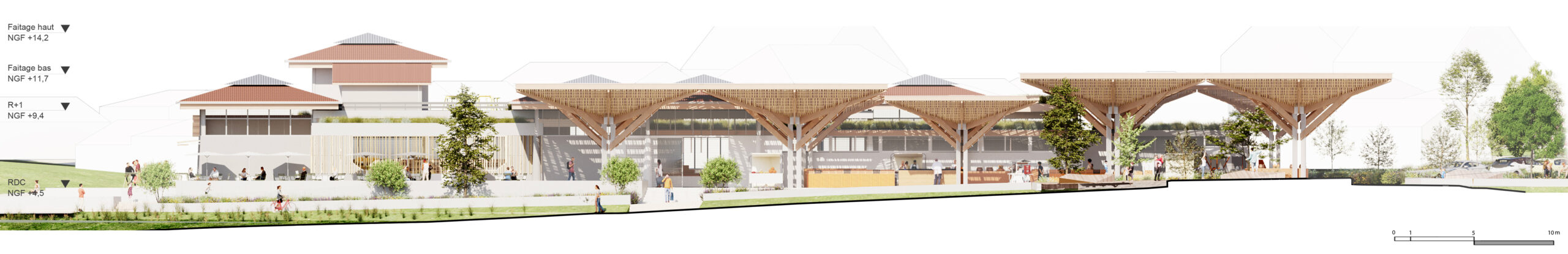 Façade - Marché de capbreton / GUIRAUD-MANENC Architecture – Marché Capbreton, 2025.