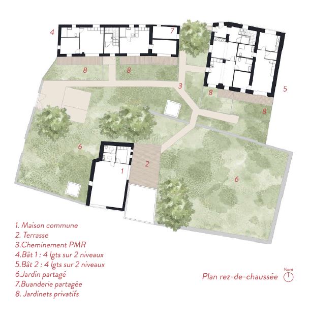 Plan RDC / Besson Bolze - Logements séniors et maison commune à la Sauvetat-du-Dropt - septembre 2025