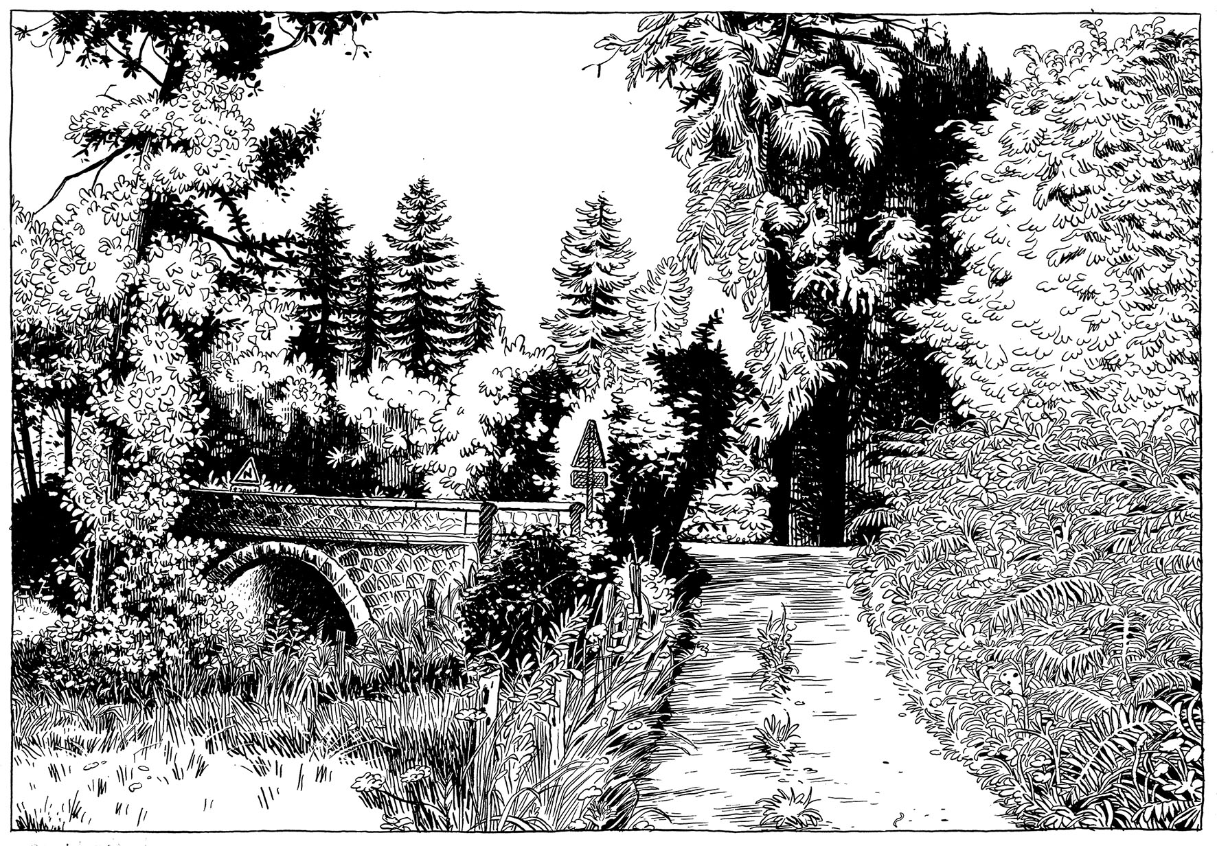 Le Pont Rouchaud, septembre 2025 / dessin original Guillaume Guerse