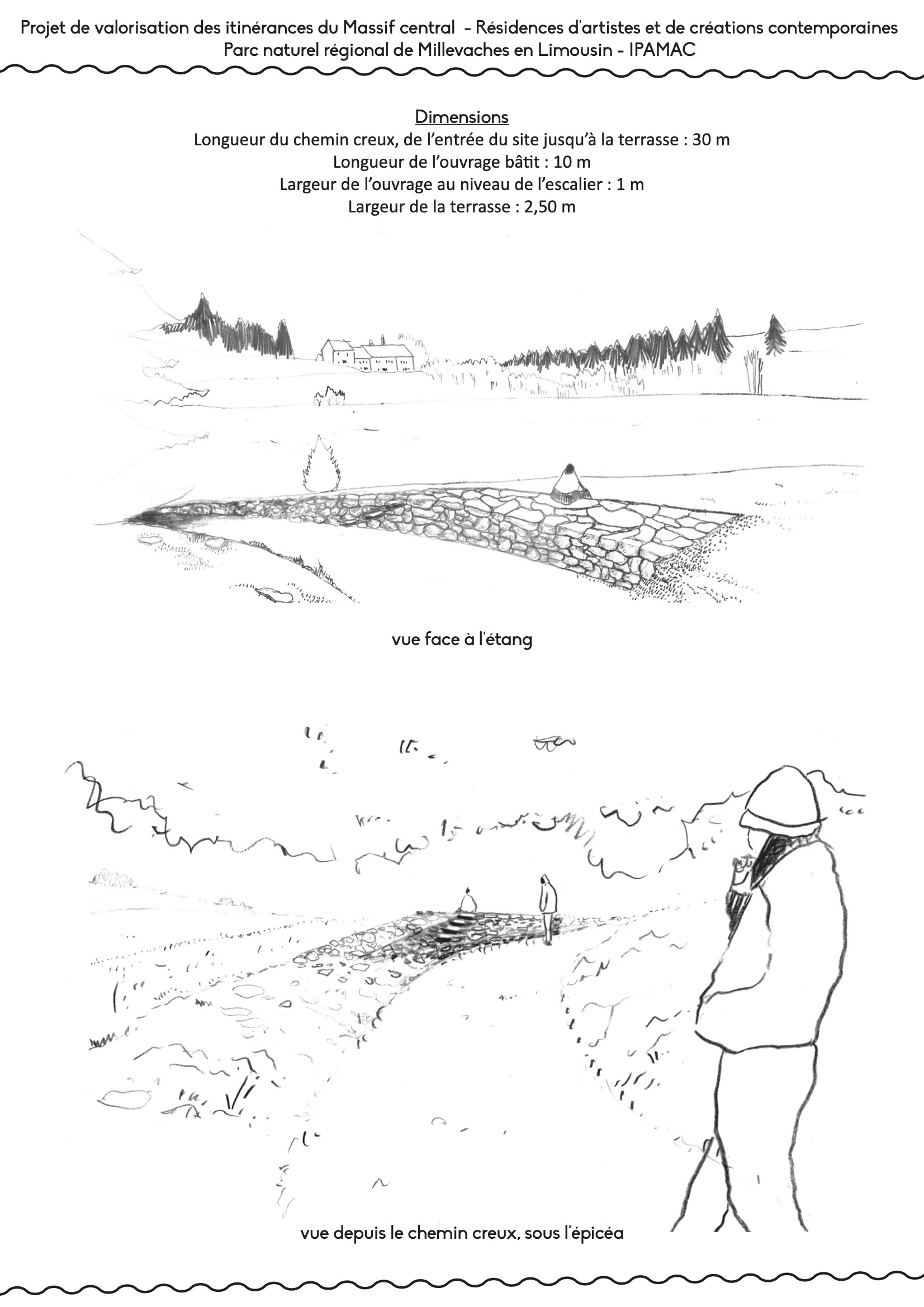 croquis d'intentions / Marion Ponsard, Nicolas Besse - atelier du sillon / Les espaces verts / Philippe Deubel - la soupe au caillou, étang des Poussines, 2024