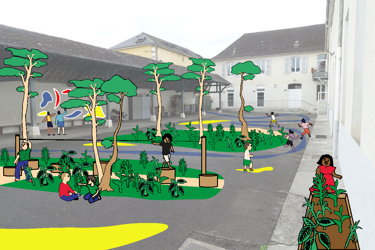 Perspective du projet final, inspirée des outils à disposition des enfants lors de l'atelier-collage