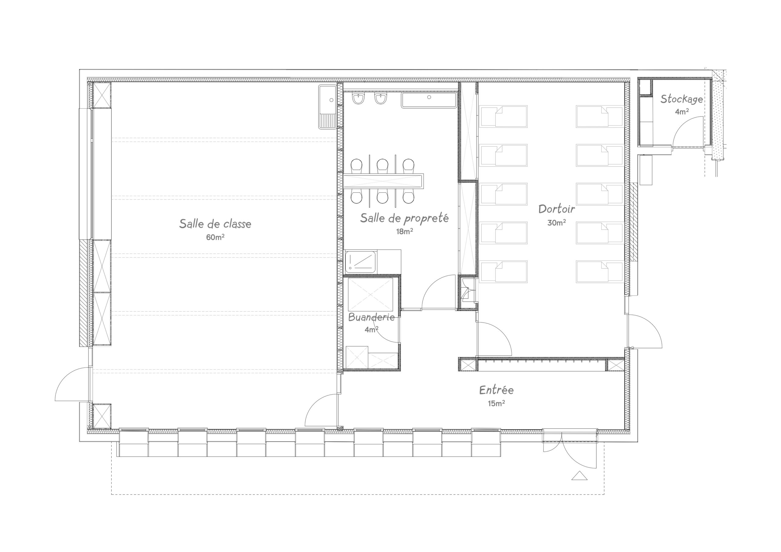 plan projet / Atelier Sur la Piste - Extension école maternelle, Arcins, 2024
