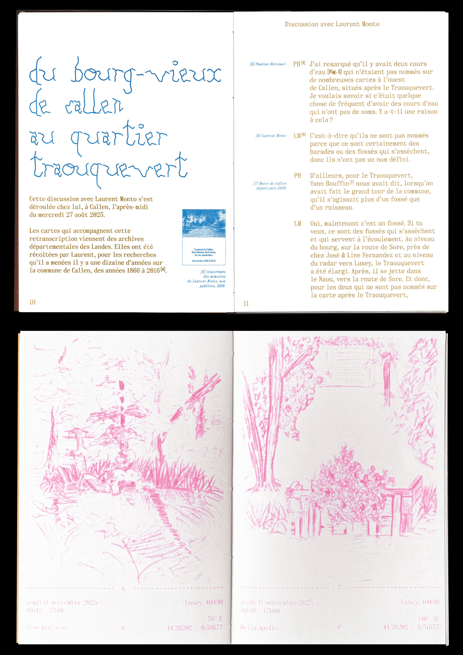 IN SITU numéro 4 : Callune : du bourg-vieux de Callen au quartier Traouquevert / IN SITU Yeux-faux numéro 2 : Luxey / Pauline Hervouet & Guilhem Pujol, Callen, octobre 2025.